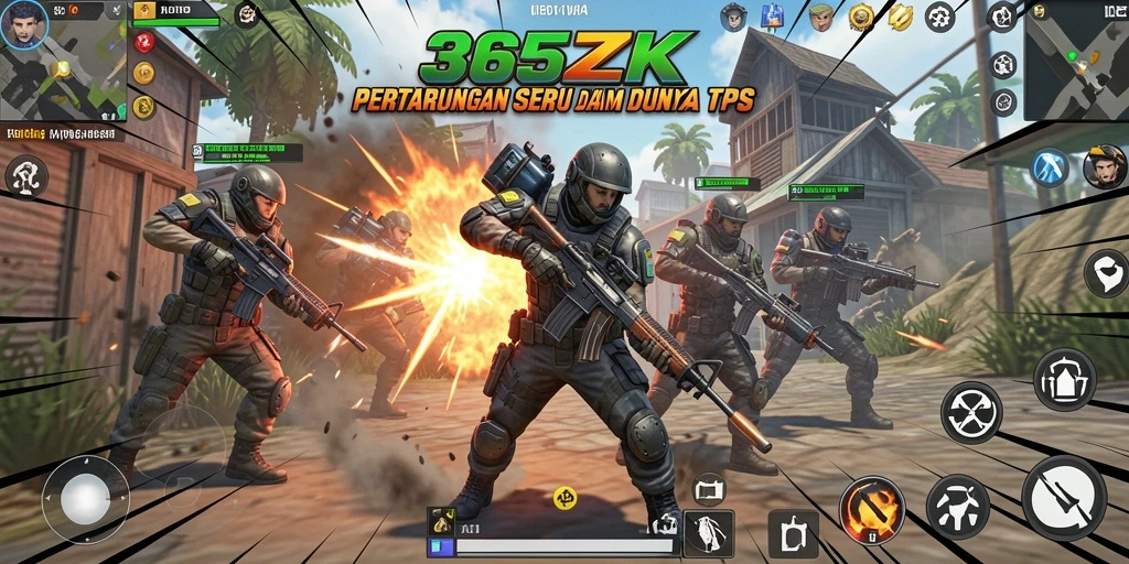 Screenshot gameplay TPS menampilkan aksi seru di medan perang.