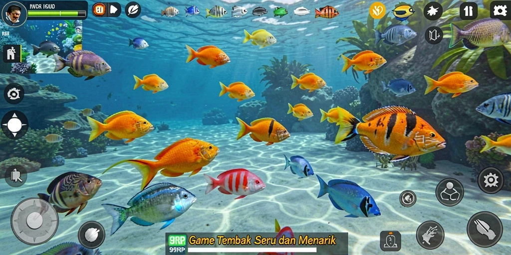 Screenshot gameplay 99RP menampilkan aksi menembak ikan yang seru.