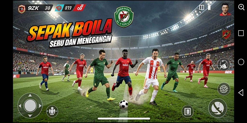 Screenshot gameplay <strong>9ZK</strong> yang menegangkan saat mencetak gol.