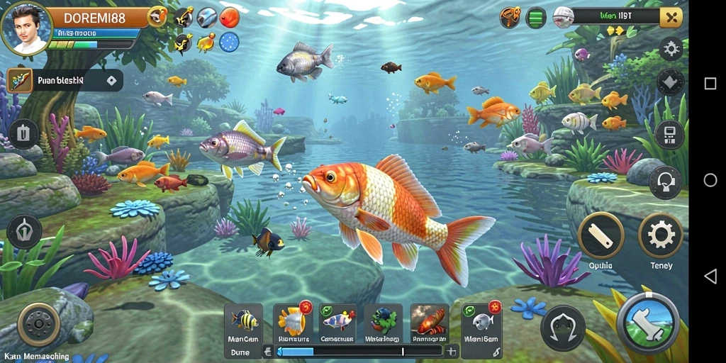 Screenshot gameplay DOREMI88 dengan suasana memancing yang menarik.