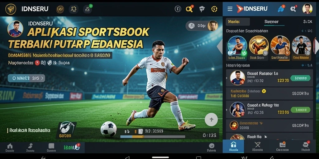 Tampilan aplikasi IDNSERU menampilkan berbagai opsi taruhan olahraga.