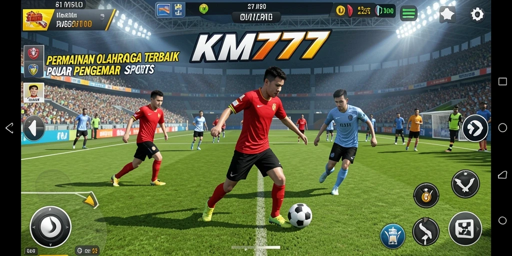 Tampilan aksi seru dalam gameplay KM777 yang menampilkan olahraga nyata.