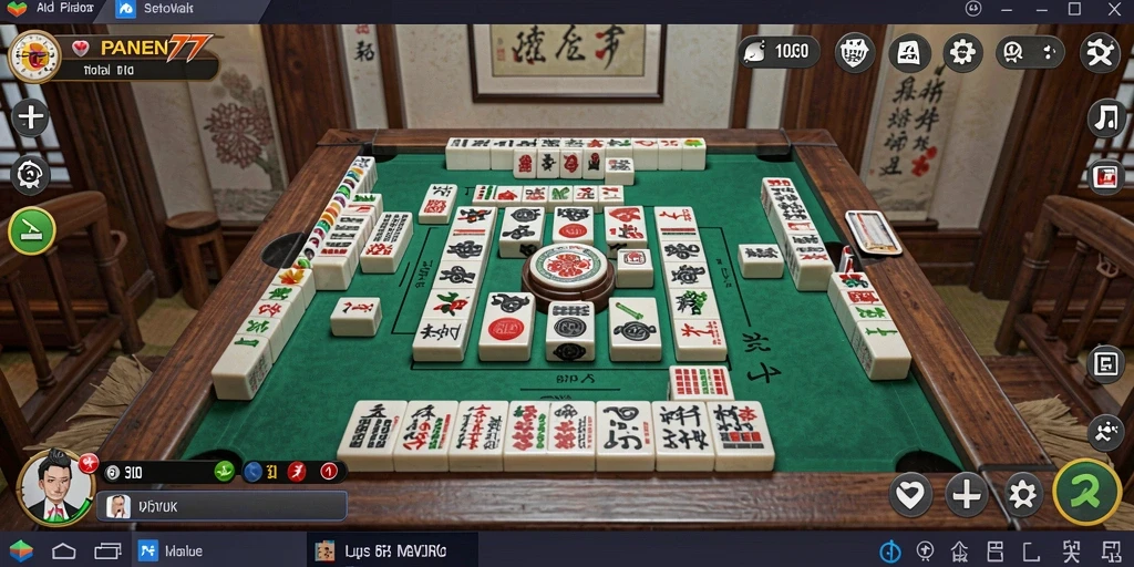 Screenshot gameplay PANEN77 menampilkan pengalaman Mahjong yang mendebarkan.