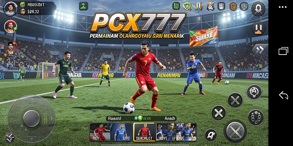 Screenshot utama PCX777 menampilkan aksi seru permainan olahraga.