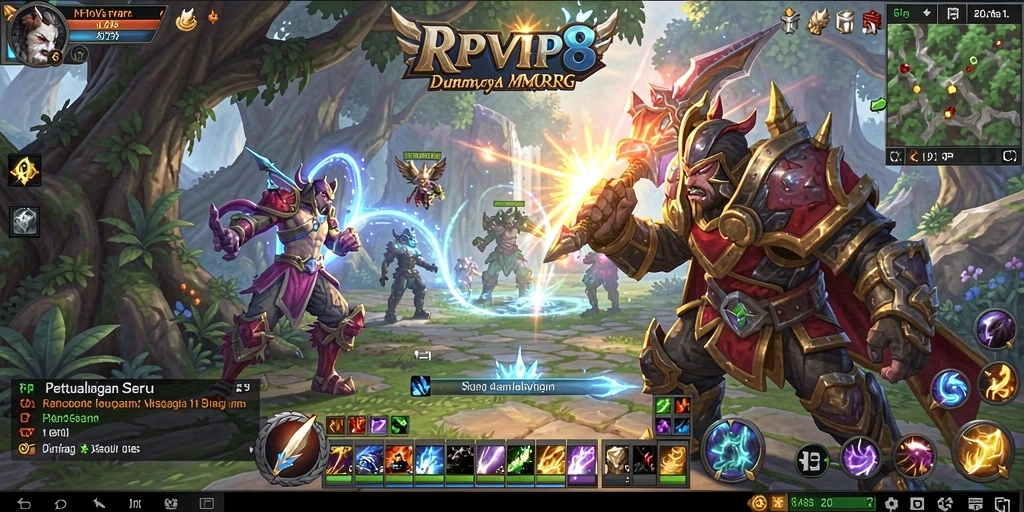 Screenshot dari gameplay RPVIP8 menunjukkan aksi pertempuran yang seru dalam MMORPG.