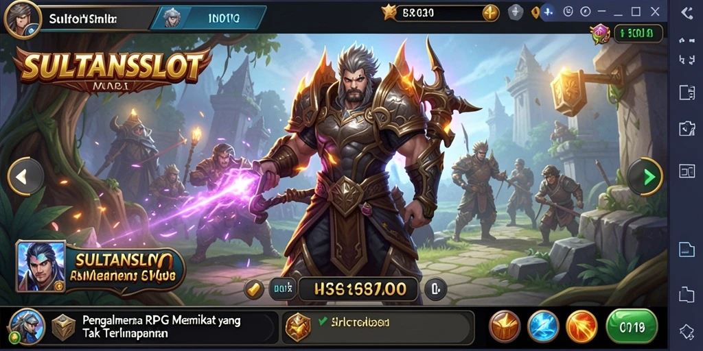Screenshot menunjukkan aksi pertarungan epik dalam SULTANSLOT.