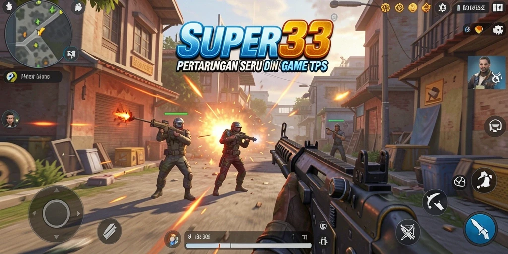 Tangkapan layar SUPER33 menampilkan aksi seru dalam mode TPS.