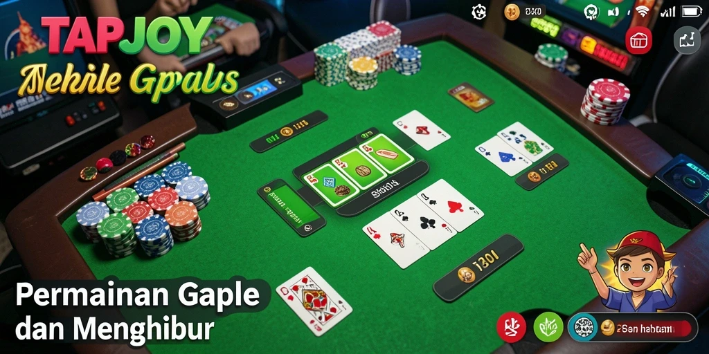 Screenshot gameplay TAPJOY menampilkan aksi seru permainan Gaple.