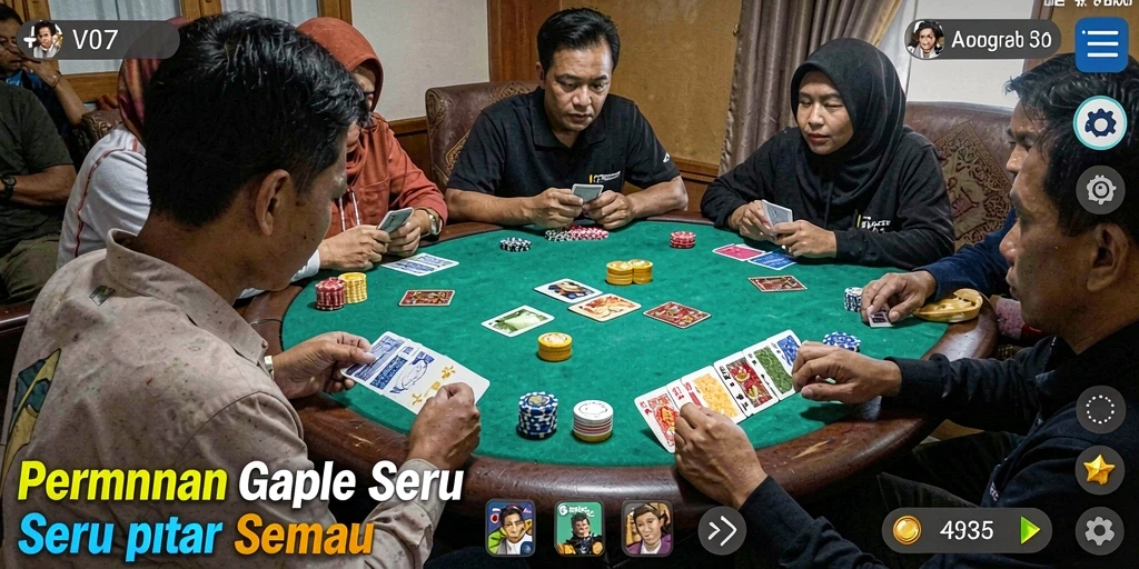 Screenshot gameplay V07 yang menampilkan keseruan bermain Gaple.