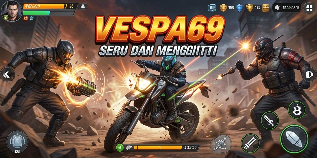 Screenshot menampilkan pertarungan seru dalam VESPA69.