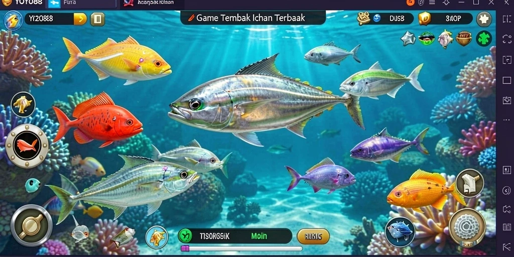Tampilan gameplay seru di YOYO88 saat berburu ikan.